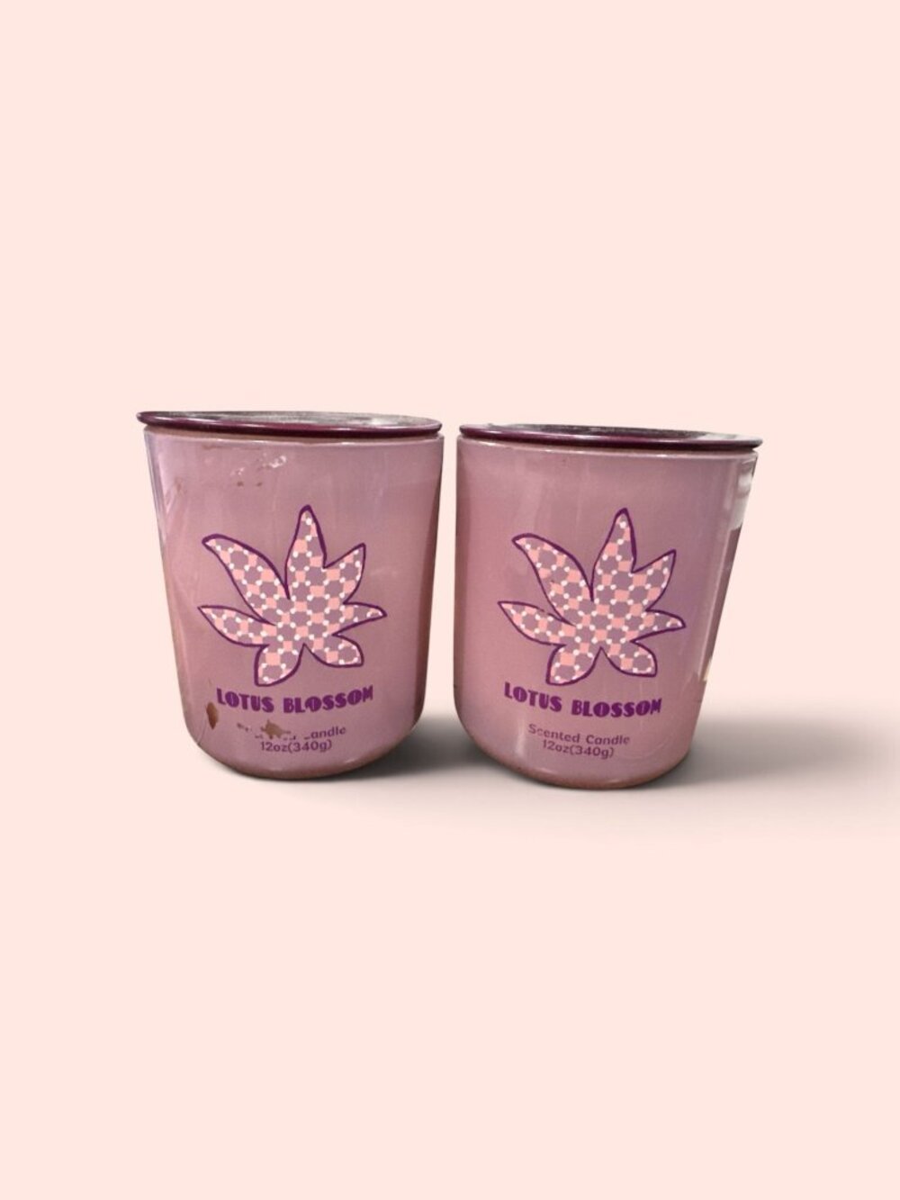 Lotus Blossom Scented Candles 2-Pack 12oz Each Pink Glass Jars Room Essentials